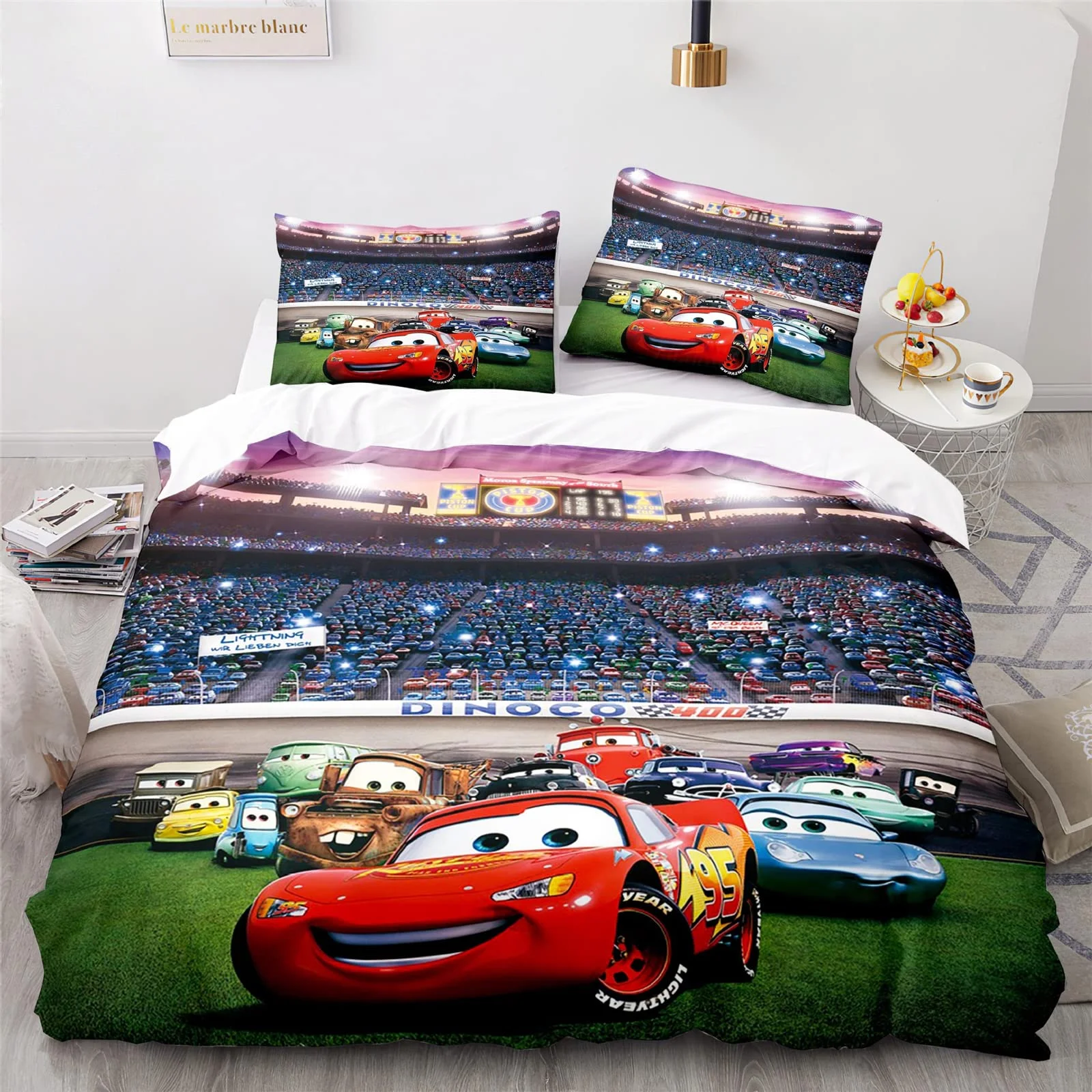 Description Picture 4 of itemCars Lightning McQueen 3D Children's Bedding Set 3-piece Set 1 Quilt Cover 100% Polyester Home Decor Cartoon