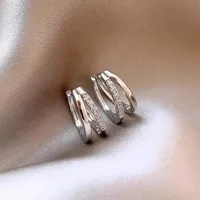Stainless Steel Gold Color Circle Hoop Earrings for Women Simple Cubic Zircon Double Ring Earring Cartilage Piercing Jewelry