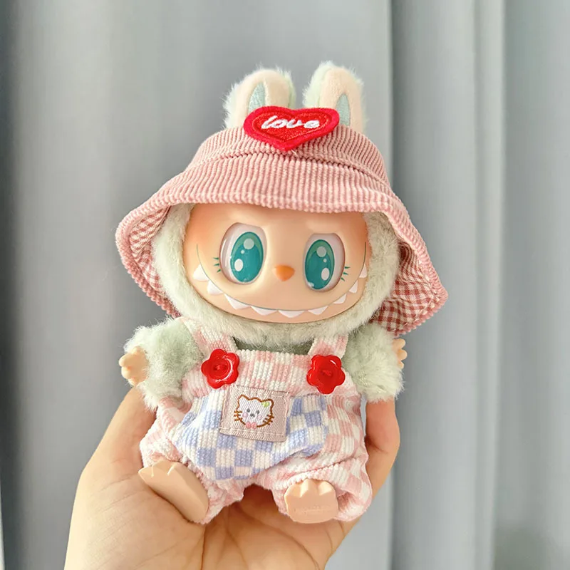 17 cm K‑Pop Doll Plaid Overalls