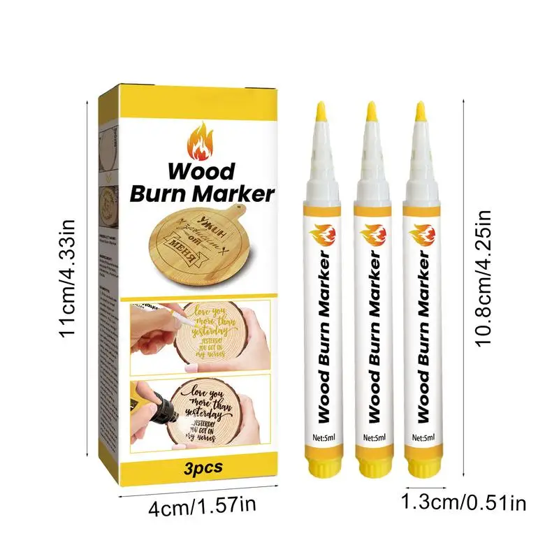 Scorch Pen Marker 3pcs 5ml Wood Burning Pen DIY Quick Craft Tools Creative Wood Markers For Artists Beginners Crafts