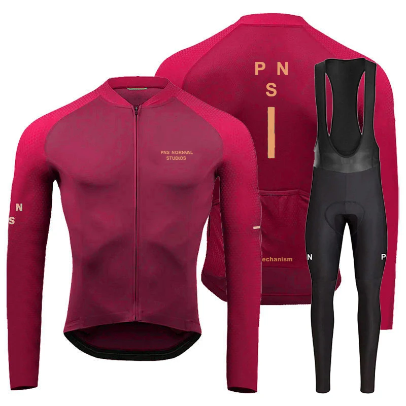 Pns Team Breathable Long Sleeve Cycling Jersey Set Bib Pants Ropa Maillot Ciclismo Bicycle Clothing MTB Bike Uniform Men Clothes 6