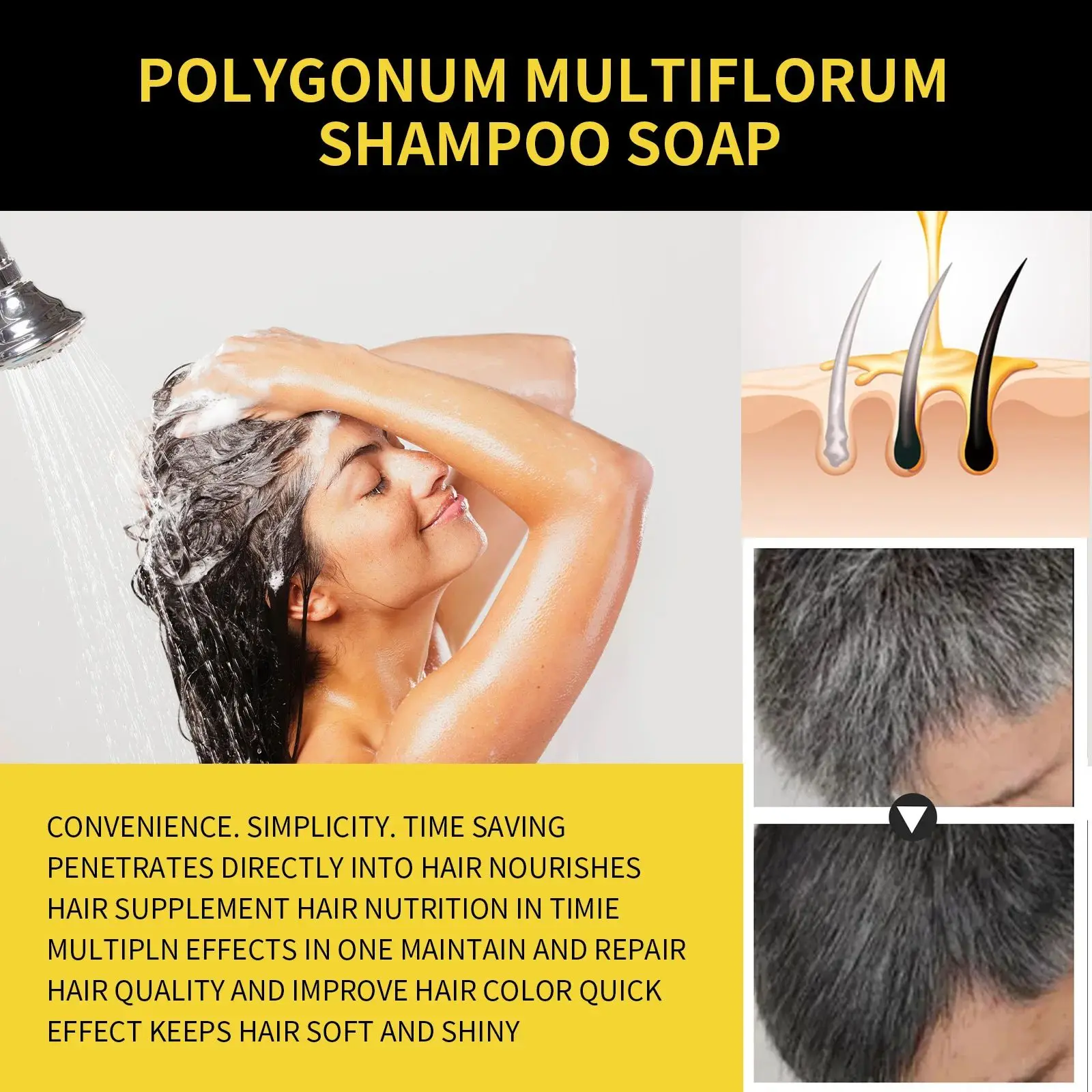 Hair Color Dye Shampoo Gray White Cover Natural Fast Dye Repair Dry Damaged Cleaning Nourishing Roots Restore Black Hair Shampoo 5