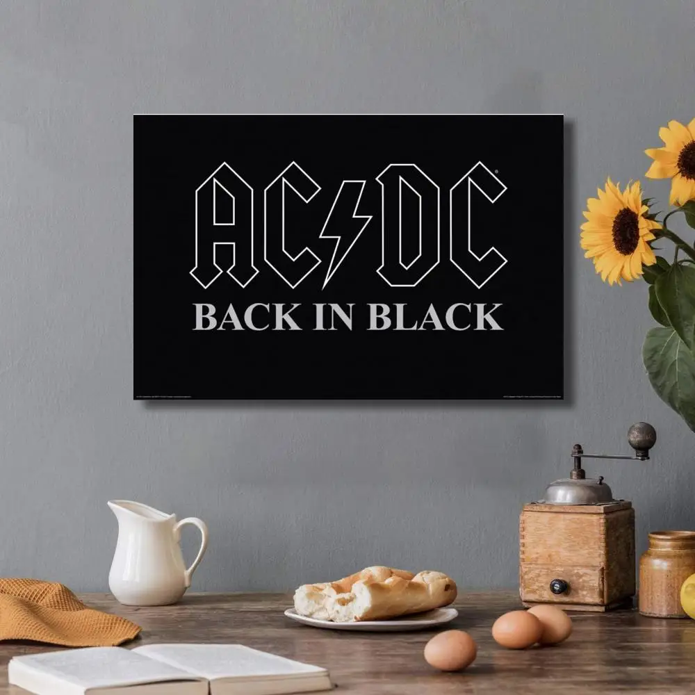 Black White Rock Singer Painting Print AC DC Band Skeleton and Gun Car  Canvas Painting Poster Modern Art Picture Home Decor