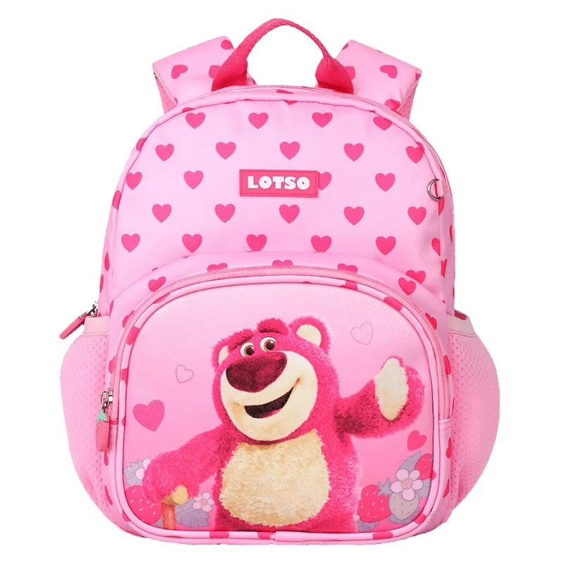 

Disney New Lotso Kindergarten Backpack For Girls Age 3-9 Strawberry Bear Student Shoulder Orthopedic Bag Kids Gifts Mochilas