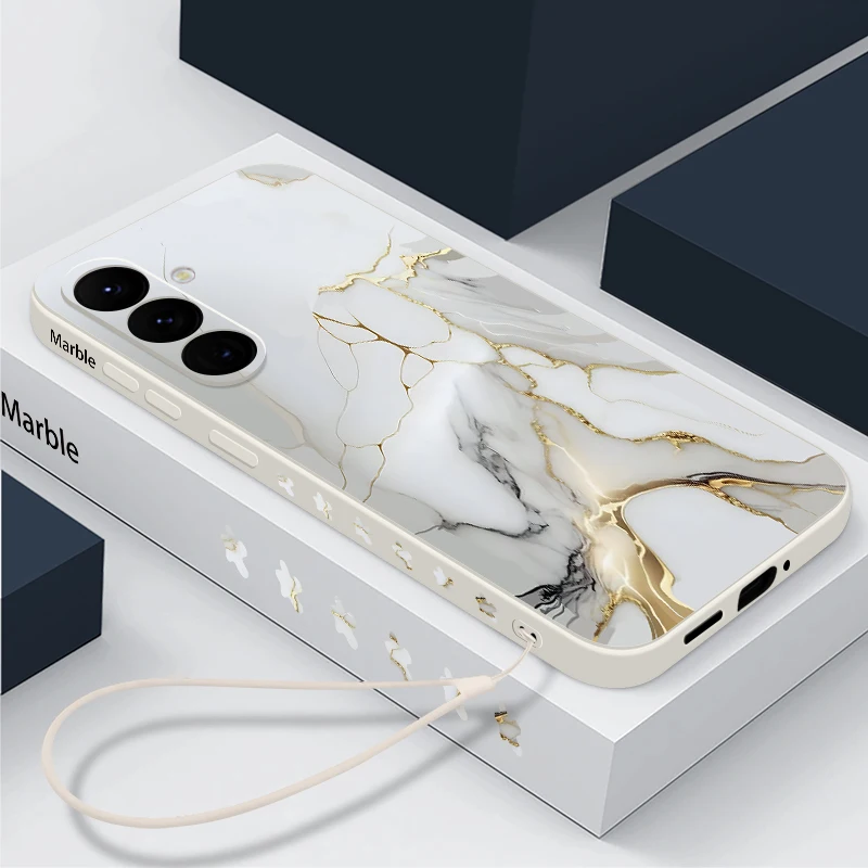 Vibrant Marble Silicone Lanyard Phone Case