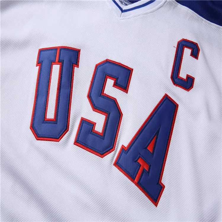 USA Hockey Jersey #21 Mike Eruzione 1980 Miracle On Ice Hockey Jersey White Blue