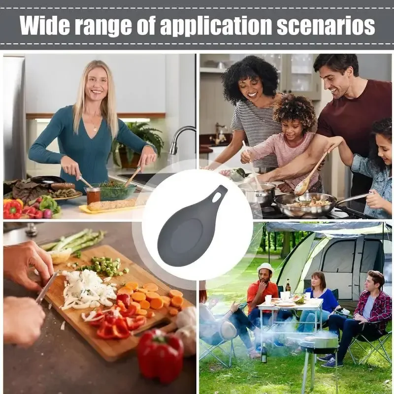 Silicone Spoon Rest Spatula Holder Heat Resistant Utensil Placemat Tray Kitchen Tools