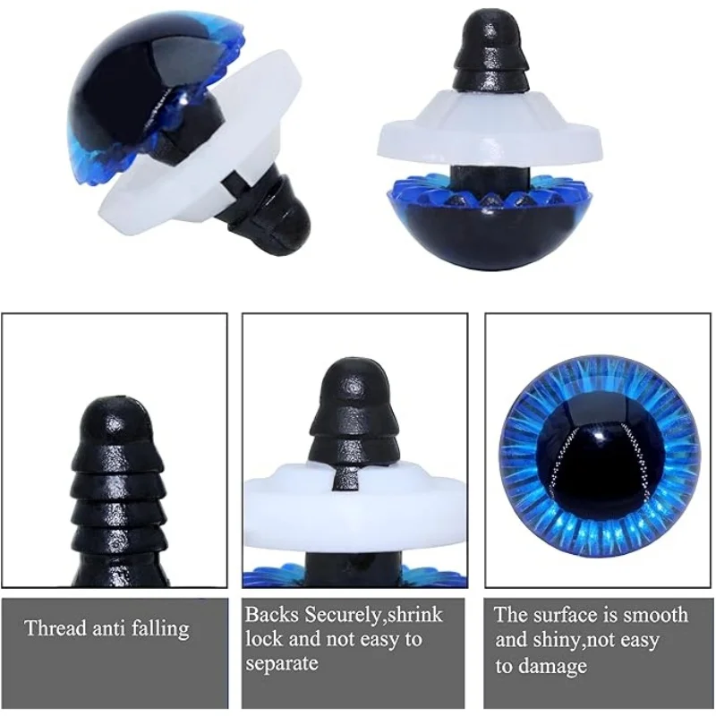 Crochet Doll Plastic Safety Eyes Threaded Shank Design with Sturdy Washers DIY Plush Animal Doll Craft Making Supply plastic safety eyes googly doll eyes plastic toy eyes doll eyes