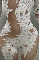 Yiling shiny crystal sequins sexy body suit for night club party club performance costume stage wear - Image 6