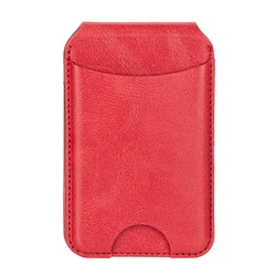 Magsafe Magnetic Leather Wallet Clip with Card Holder (Red)