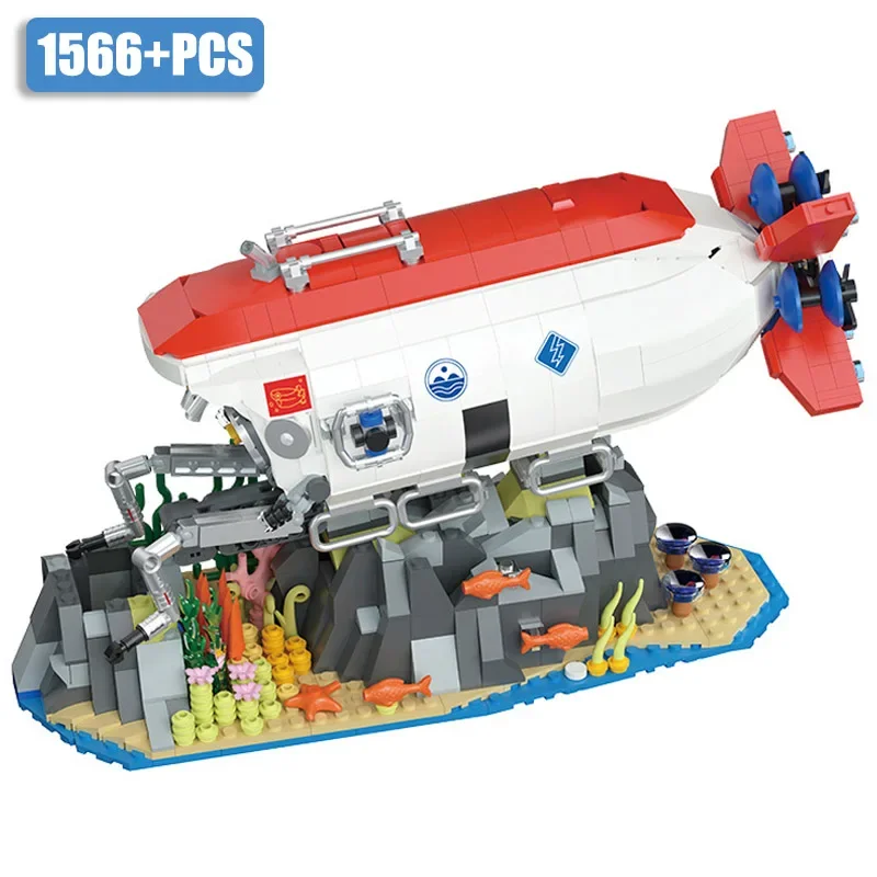 2023 New MOC City 1566pcs Manned Submersible Mini Size Building Blocks DIY DIY Submarine Micro Bricks Toys For Children Gifts