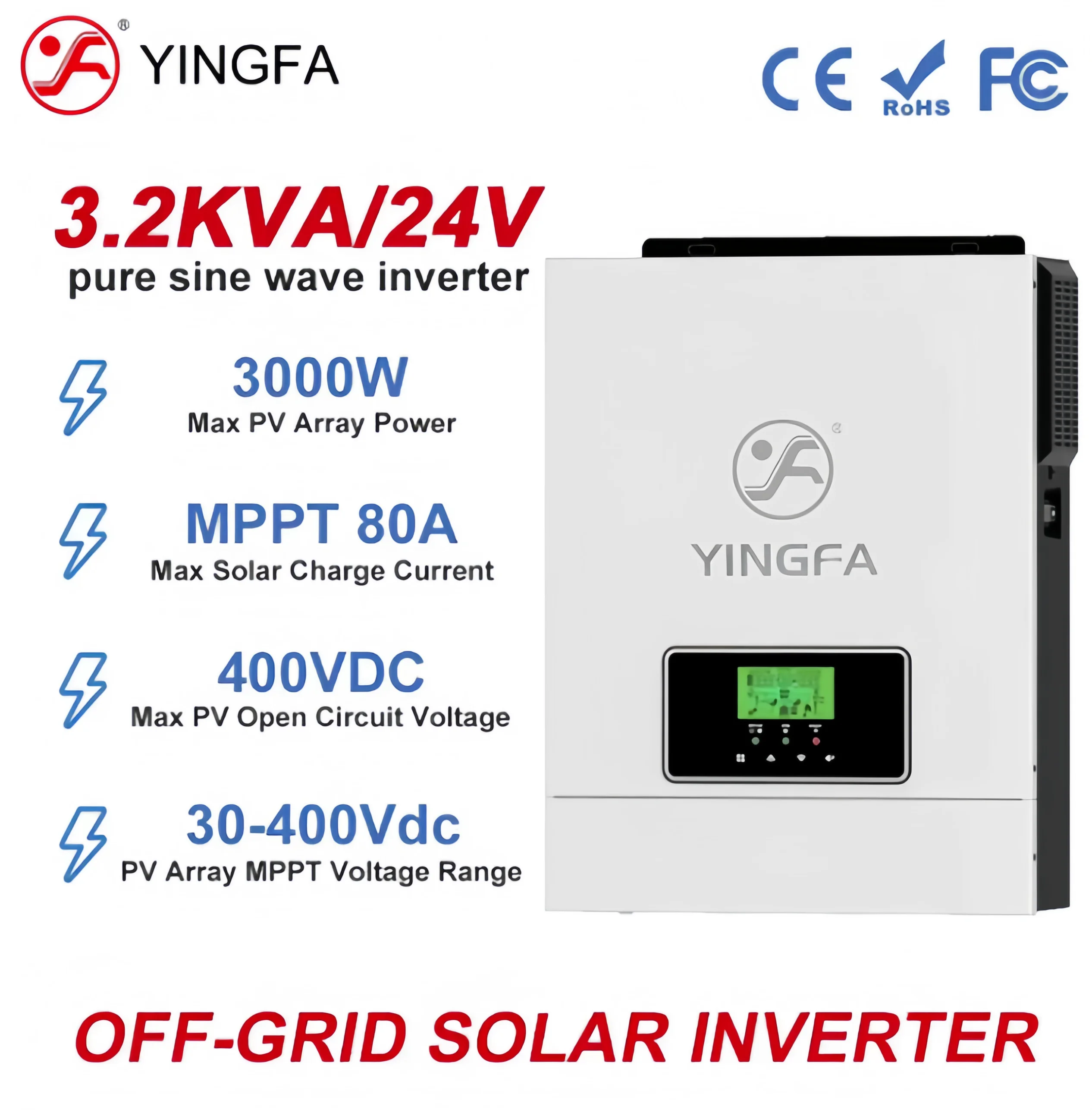 YINGFA Single Phase 3kW European Standard Low Voltage Power Energy Storage Off Grid 3000W Solar PV Inverter YF3K-LEL-1F