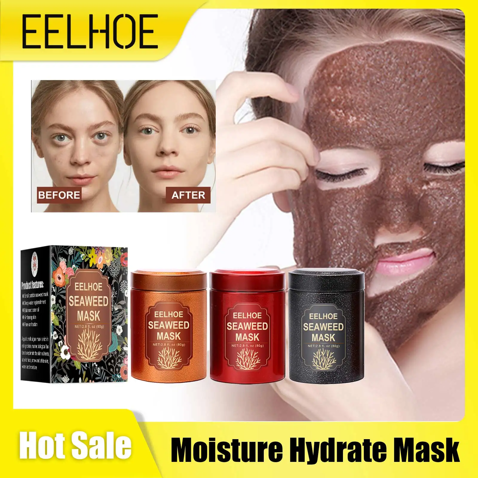 Deep Moisturizing Mask Pore Shrinking Remove Blackhead Acne Marks Fade Fine Lines Whiten Brighten Skin Seaweed Algae Face Mask tetrapro algae растительные чипсы для рыб 250 мл