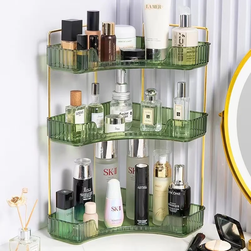 QIYUSHRY Bathroom Organizer Countertop Storage Clear 3 Tier Skincare  Organizer Acrylic Corner Shelf Rack Stand for Makeup Cosmetic Perfume  Vanity Tray