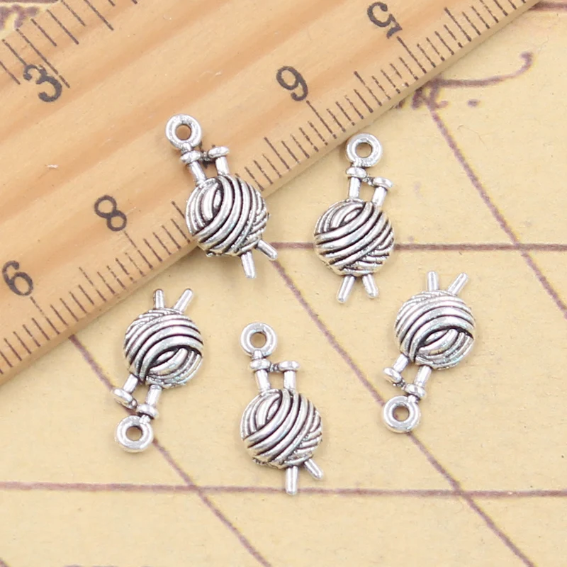 30 Stück Charms Garn Kugel stricken häkeln 16x7x3mm tibetische Silber Farbe Anhänger antike Schmuck machen DIY handgemachte Handwerk