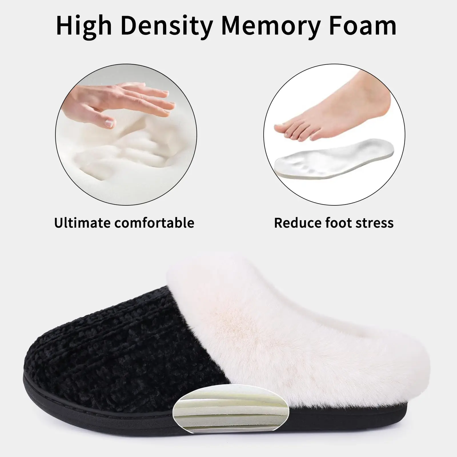 Crestar Women Winter House Slippers Warm Knit Fleece Lined Furry Slippers Lady Indoor Soft Comfort Plush Slides With Memory Foam 3