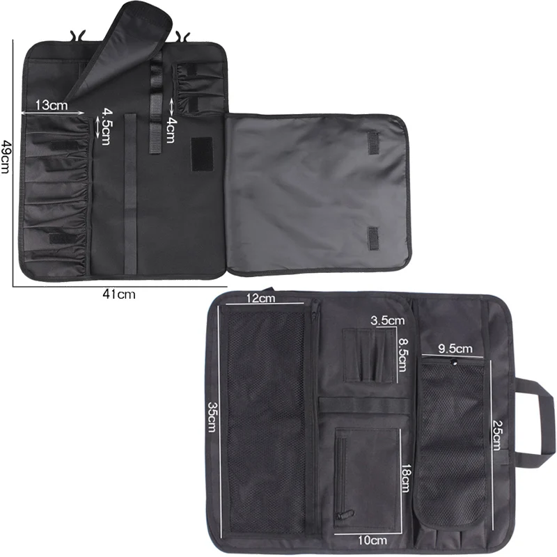 16 Slot Outdoor Picnic Chef Knife Bag Roll Bag Professional Foldable Carrying Case Cleaver Slicer Santoku Knife Storage Pockets 5