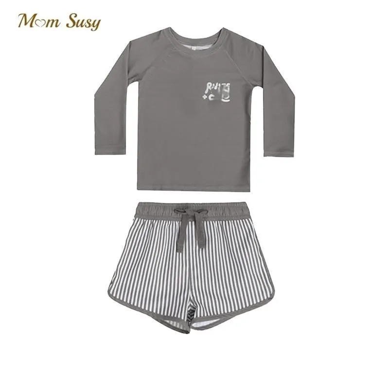 Baby Boy Swim Suit Long Sleeve Tshirt+Shorts 2pcs Infant Toddler Child Swimwear Bathing Suit Kid Swimming Clothing 1-7Y kids swimsuits