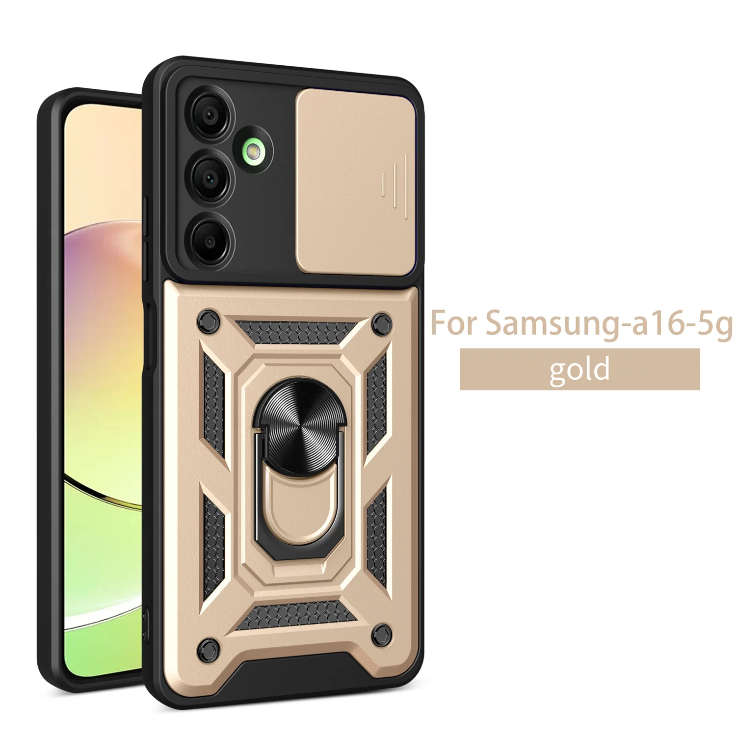 Shockproof Armor Phone Case with Magnetic Ring Stand Holder - Durable Back Cover