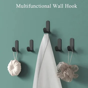 ตะขอแขวนติดผนังแบบกาวในตัว 6 ชิ้น แข็งแรง ทนน้ำ สำหรับแขวนผ้าเช็ดตัว กุญแจ อุปกรณ์ครัว ตะขอแขวนผนัง 2