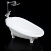 Dollhouse Miniature Bathtub With Shower Head Mini Bathroom Furniture For 1/6 1/12 Doll House Decor Accessories Kids Pretend Toy 2