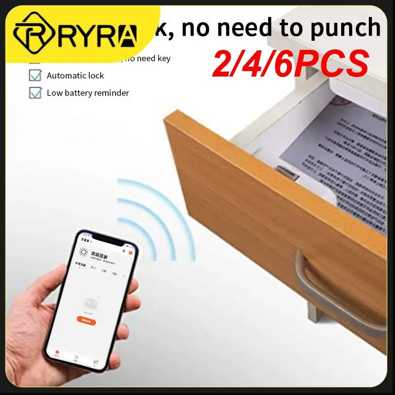 

2/4/6PCS Tuya APP Remote Control Cabinet Drawer Lock Smart Home Invisible Keyless Electrics Wifi Security Phone