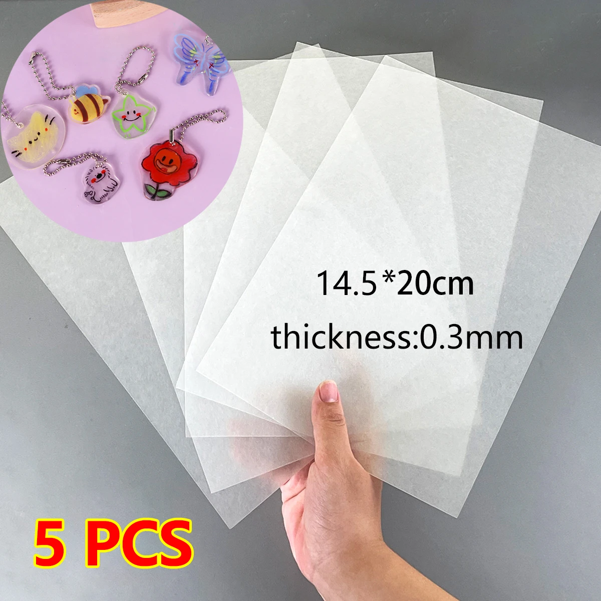 5Pcs Shrink Plastic Sheets Fun Thermal Heat Shrink Film Translucent