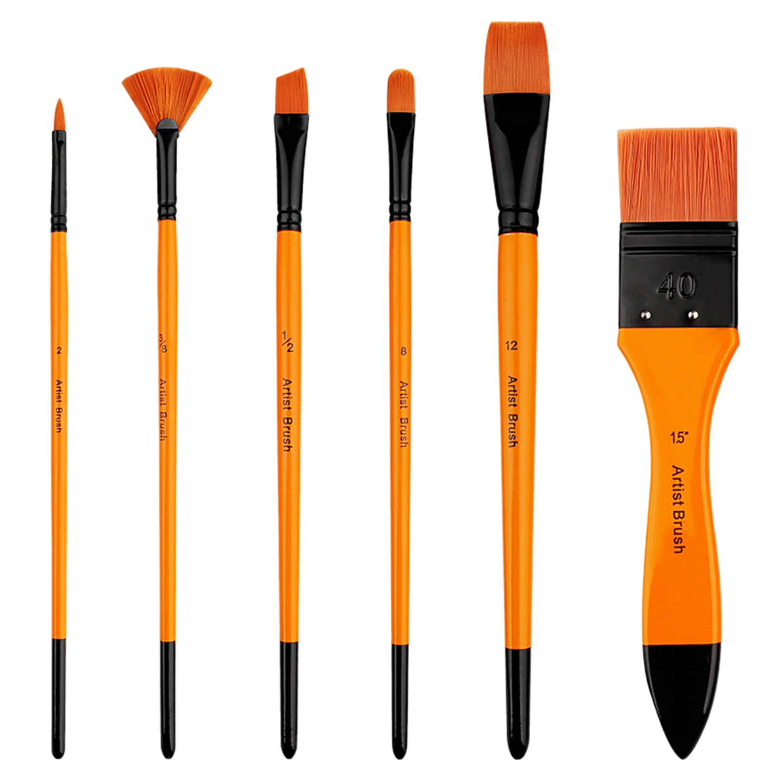 

6pcs Wooden Handle Reusable Watercolor Nylon Hair Detail Student Paint Brush Set Professional Graffiti Gouache Multifunctional