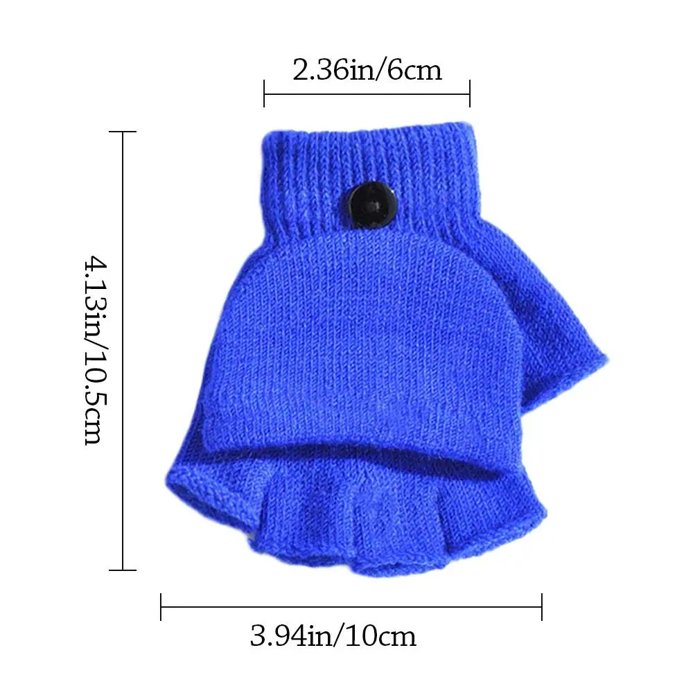 5-11 Years Thicken Kids Knitted Gloves Flip-Open Warm Winter Warm Mittens Plus Velvet Cartoon Fingerless Gloves for Boys Girls