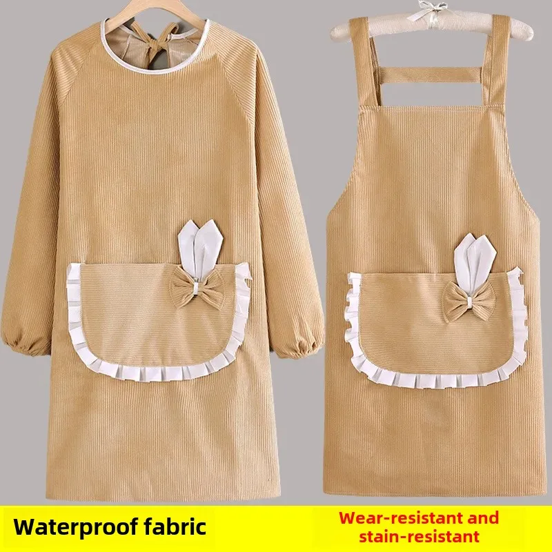 High-End Women's Waterproof Oil-Resistant Apron Loose Workwear for Home And Kitchen Use Easy to Wear And Comfortable