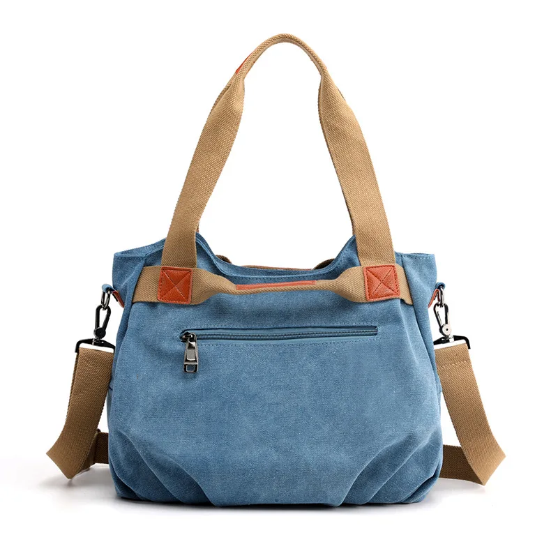 New European and American Cross border Canvas Women's One Shoulder Casual Crossbody Canvas Large Capacity Casual Bag