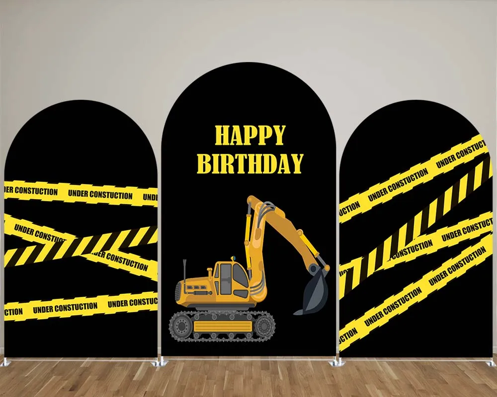 

Black Excavator Arch Backdrop Cover for Engineering Vehicle Theme Boy's Birthday Parties, Newborn Photograph Decoration Props