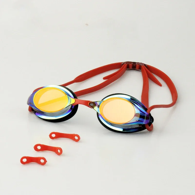 Race Swimming Goggles Colorful Anti-fog Waterproof Optical Glasses Competive Swim Mask replaceable nose bridge frames swimming goggles