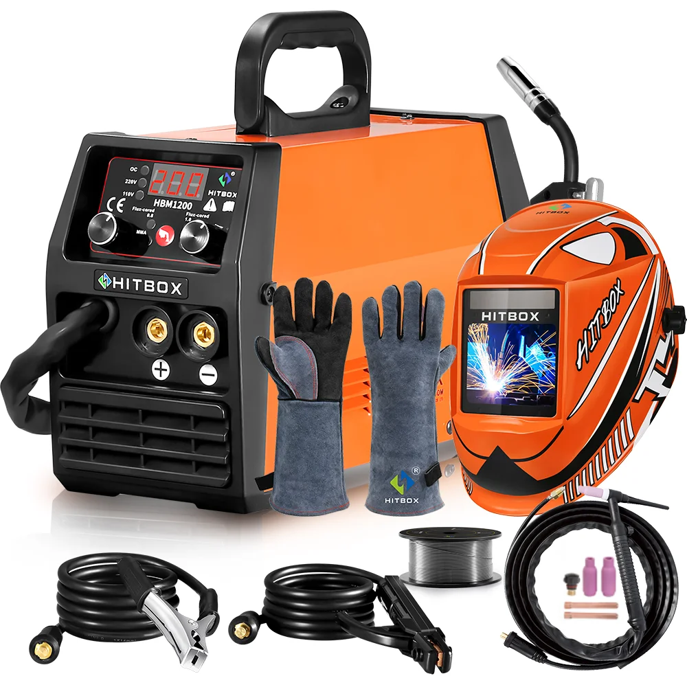 HITBOX 3 in 1 HBM1200 110V/220V Semi-automatic Welding Machine Lift Tig Argon ARC MMA Mig Welder No Gas IGBT Synergy Tools