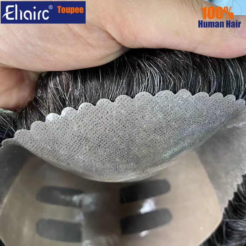 Bond- Men's Wigs Mono Base With PU In Front And NPU Back Replacement System Unit Male Hair Prosthesis 100% Natural Wig For Men 6