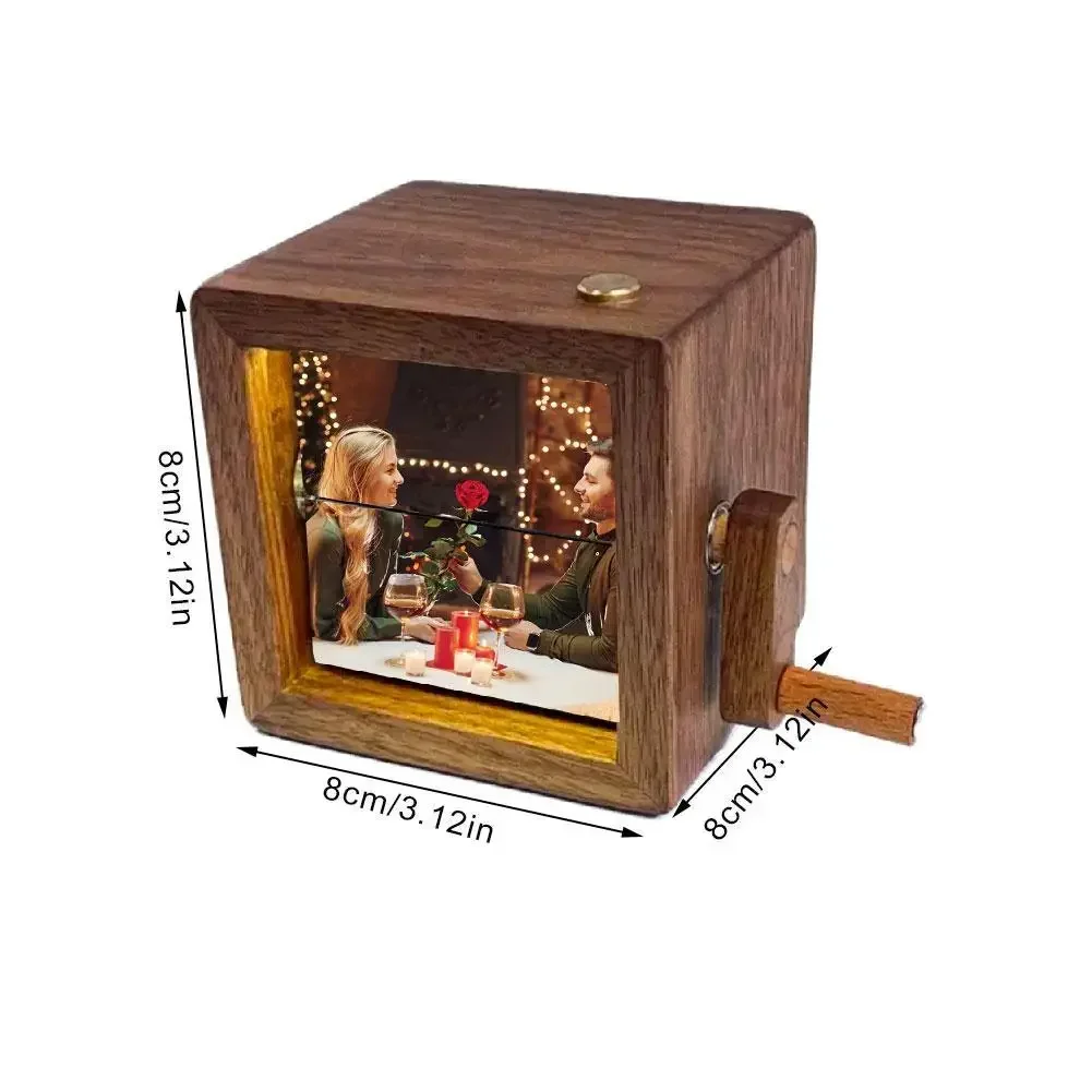 Wooden Hand Cranked Photo Album with Night Light