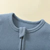 Organic Cotton Baby Rompers Waffle 100% Cotton Infant Boys Girls Jumpsuit Zipper Footed Solid Long-Sleeve Pajamas Sleepsuits 6