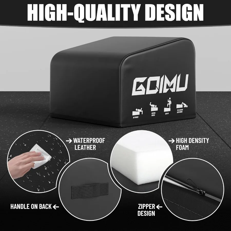 HT01-B Hip Thrust Bench, Hip Thrust Machine for Core&Ab Strength Training, Hip Thrust Booty Workout Box with Non-Slip, Glute Bri