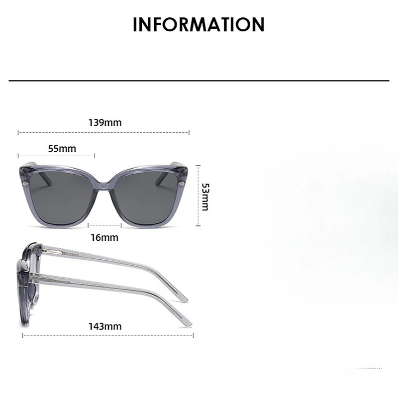 Magnetic Suction 2-in-1 Cat's Eye Women's Polarized Sunglasses Eyeglass Frame Optical Prescription Glasses