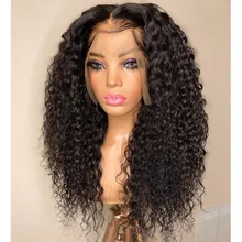 

180%Density 26Inch Natural Black Wig Long Kinky Curly Glueless Preplucked Lace Front Wig For Women With Baby Hair Free Ship