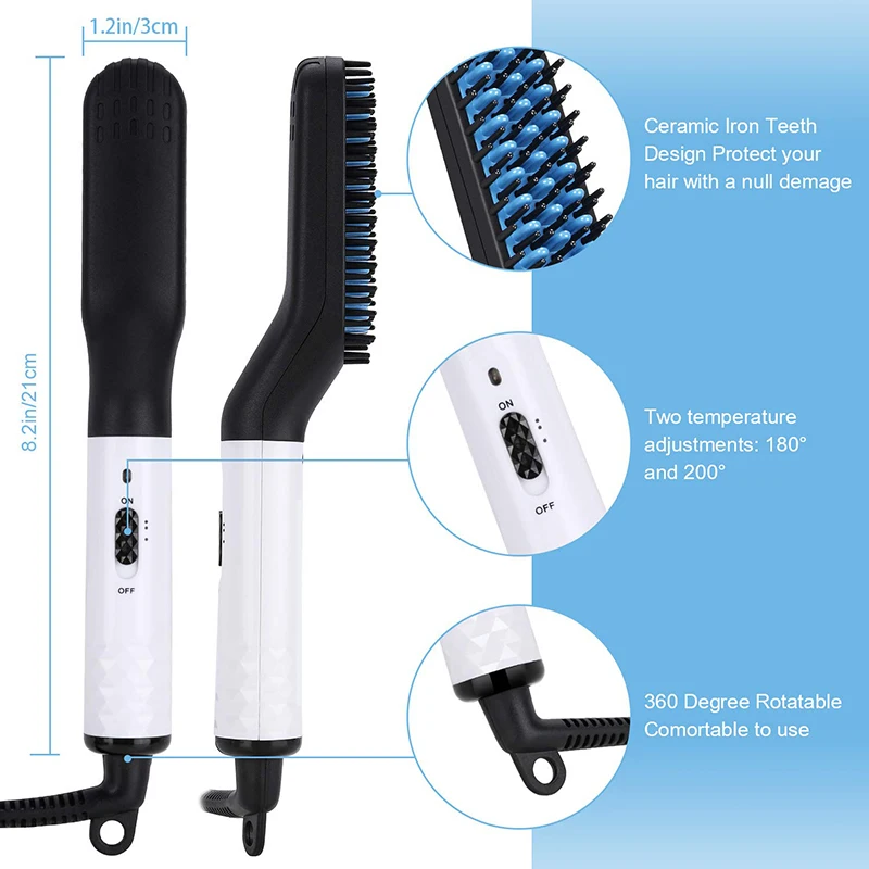 Portable Hot Straightening Brush for Hair Styling Hot Now Multifunctional 2 in 1 Hair Styler Electric Beard Straightener Brush 4