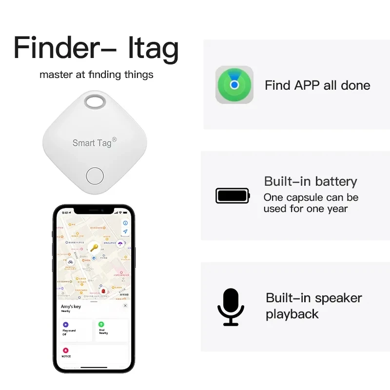 GPS Smart Air Tag Mini Smart Tracker Bluetooth Tag Child Finder Pet Car Lost Tracker For Apple IOS System Find My APP