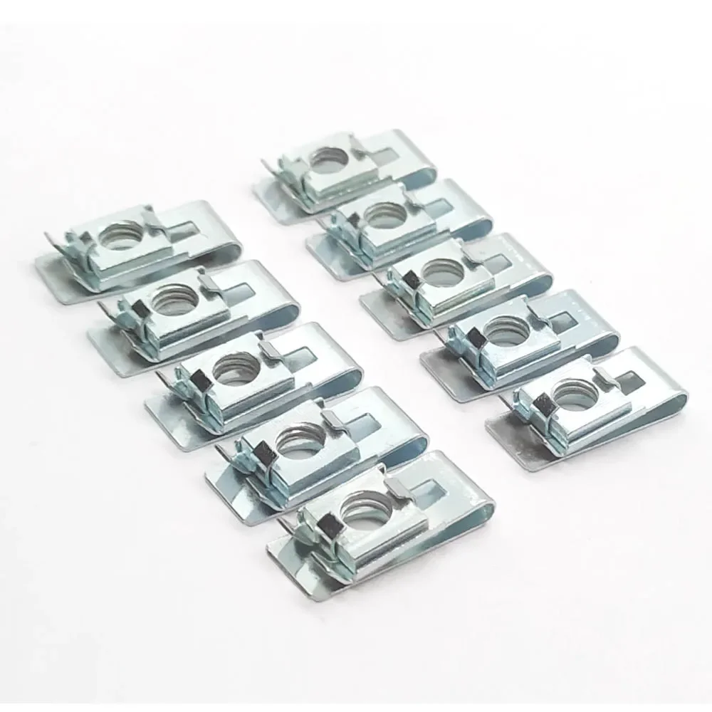 10pcs M3/M4/M5/M6 스프링 스틸 U 유형 삽입 너트 클립 (스레드 포함) 5mm 6mm 4mm 엘리베이터 슬라이더 자동차 자동차 번호판 고정