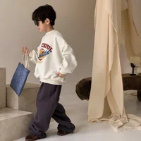 2025 enfants vêtements automne hiver bébé garçons filles polaire sweat nouveaux enfants lettre imprimer haut col en o enfants chaud pull 6