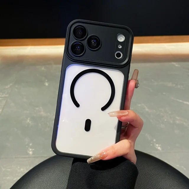 Lüks Temiz Magsafe Manyetik Silikon Çerçeveli Telefon Kılıfı iPhone 17 Pro Max Air 17 16 15 14 13 Plus Lens Koruyucu Kılıflar