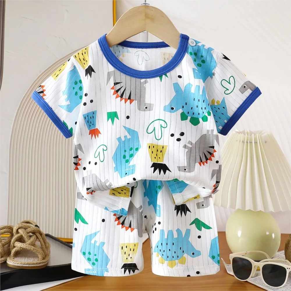 2PCChildren's Short Sleeve Set Summer New Boys and Girls T-shirts and Shorts Clothing Set Baby Summer Children's Outfits
