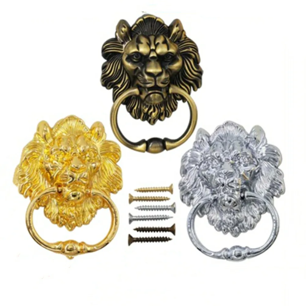 Europeu retro ouro cromo prata le o cabe a de madeira maci a porta europeu-retro-ouro-cromo-prata-le-o-cabe-a-de-madeira-maci-a-porta