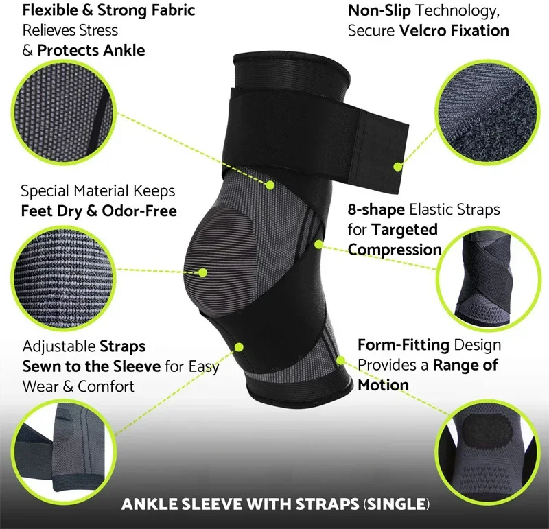 Gym Ankle Protector Sport Anklet Support Bodybuilding Exercise Fitness Man Women Adjustable Compression Ankle Brace Protection