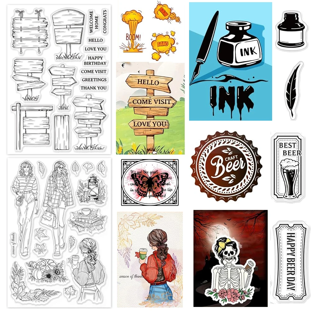 

Vintange Street Sign Clear Stamps Emotional Expression Text Clear Stamp Seals for DIY Scrapbooking Journals Decorative Cards