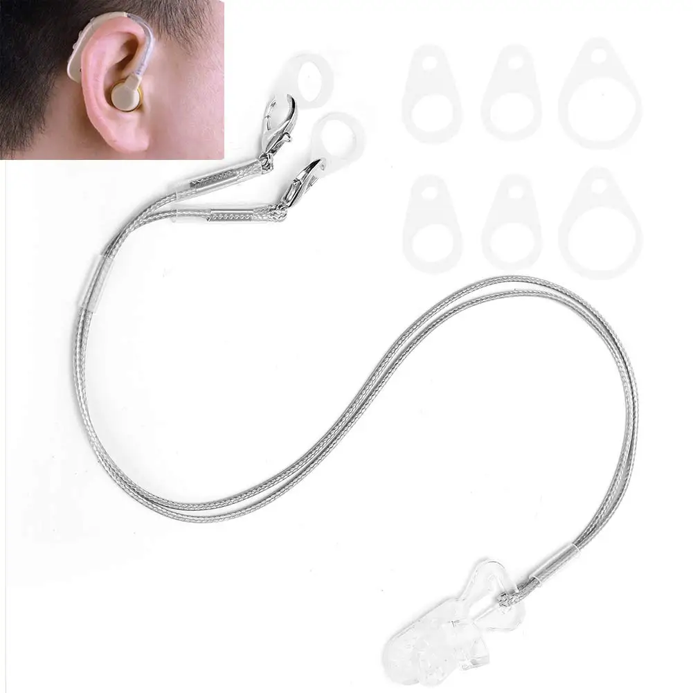 Hearing Aid Clip for Seniors Adults - Anti-Lost Lanyard Protector BTE Clip Holder Rope with Loops and Clip and Security Clip